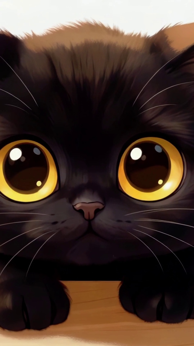 趴桌卖萌的小黑猫