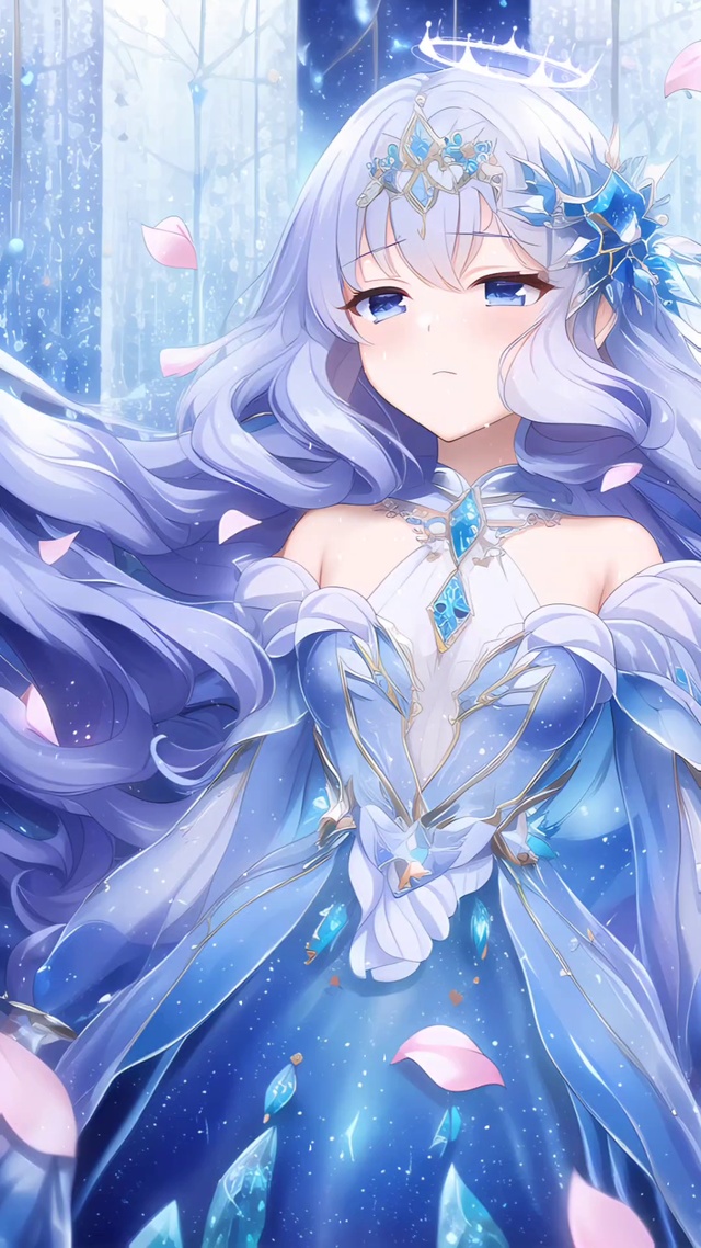 唯美二次元可爱梦幻蓝色少女