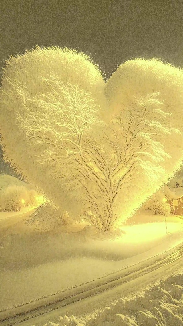 爱心雪景