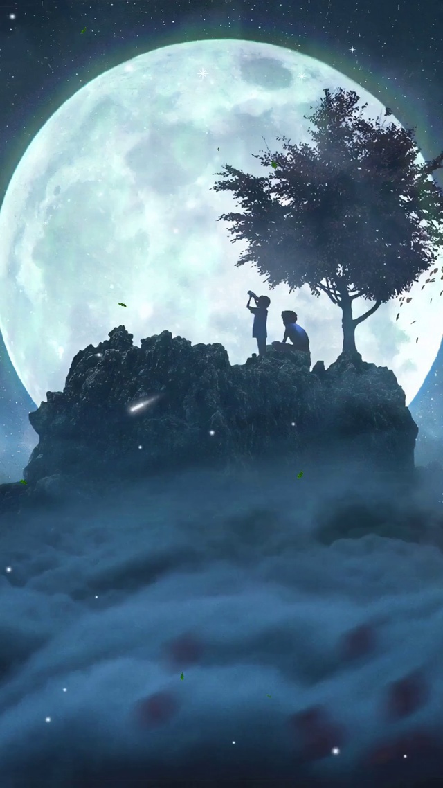 遥望月亮星空