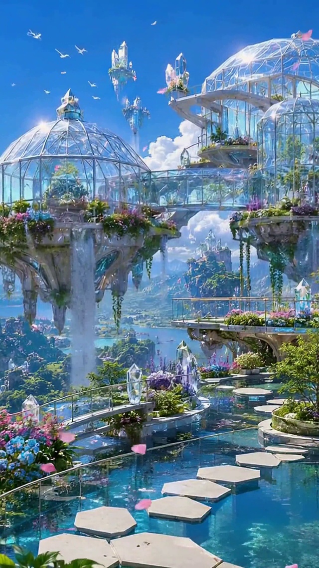 梦幻浮空水晶花园城堡