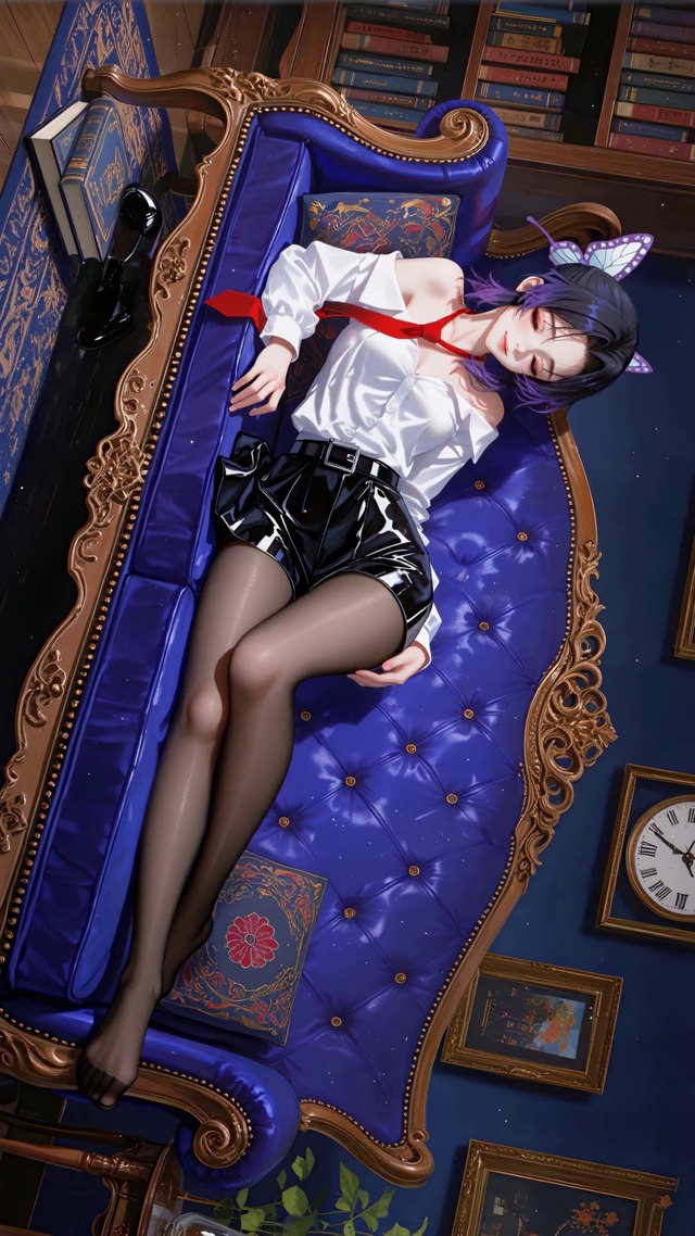 书房白衫黑丝萝莉蝴蝶忍