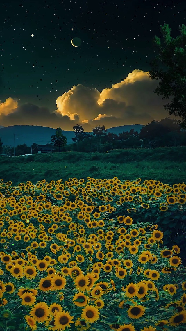 星空下的向日葵