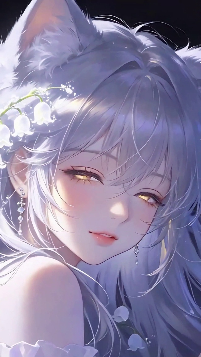 星空狐耳少女与蝶
