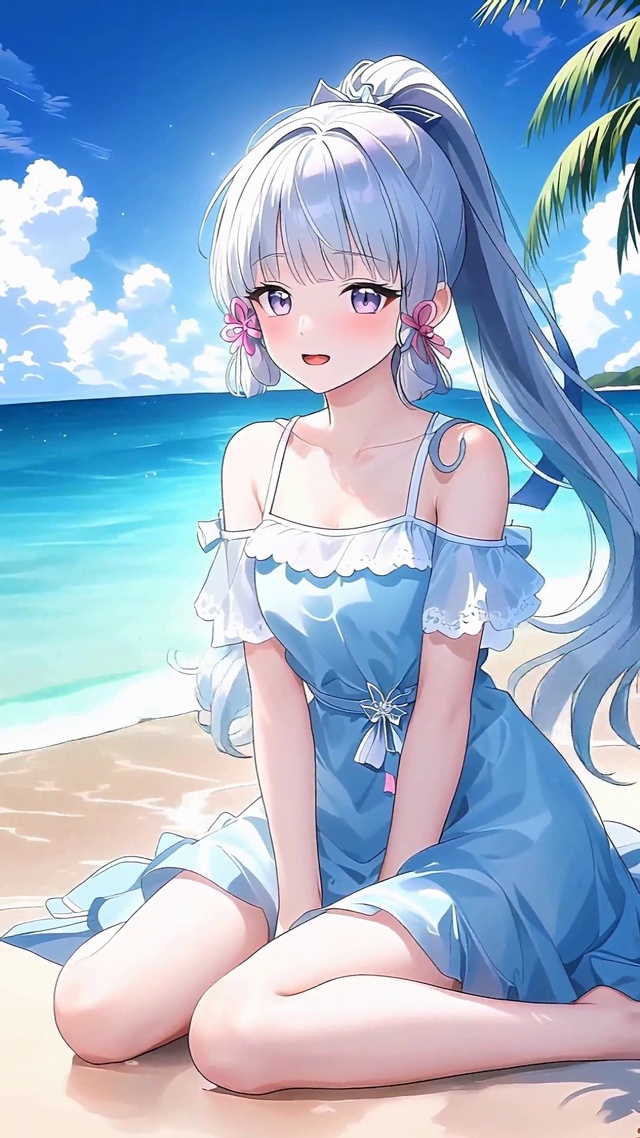 秋日银杏银发少女