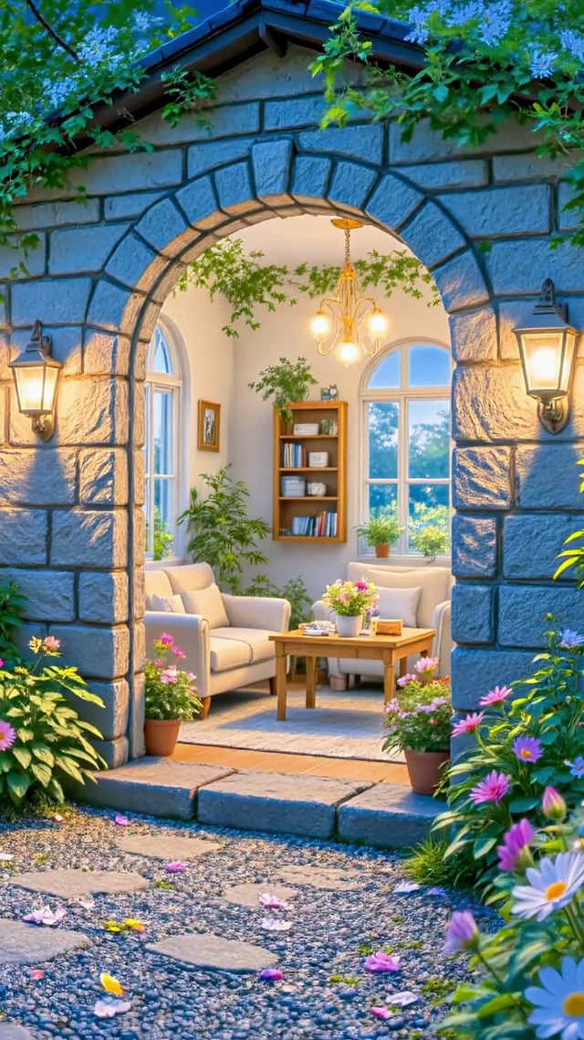 唯美月夜暖灯小屋