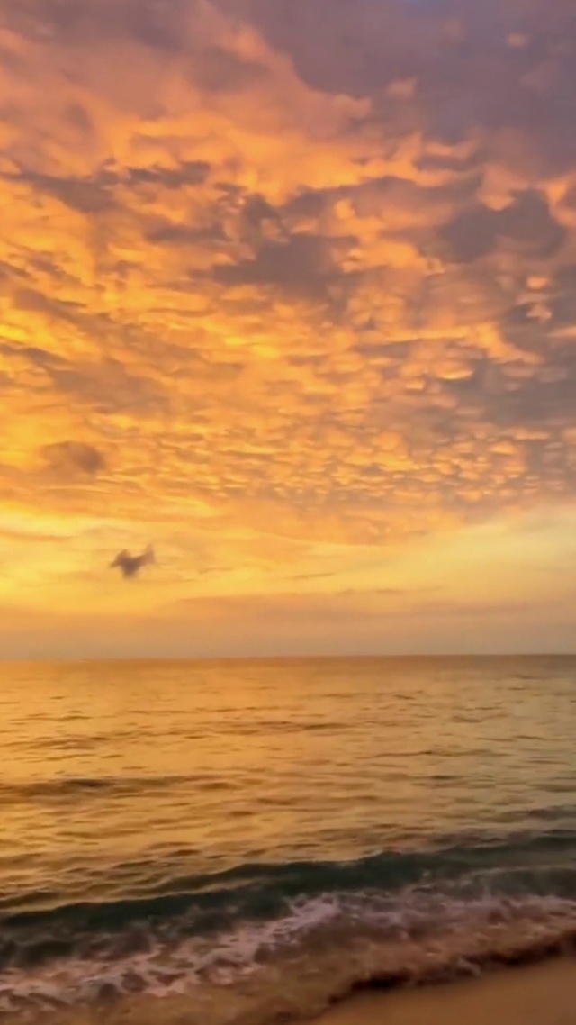 4k唯美海边沙滩的夕阳