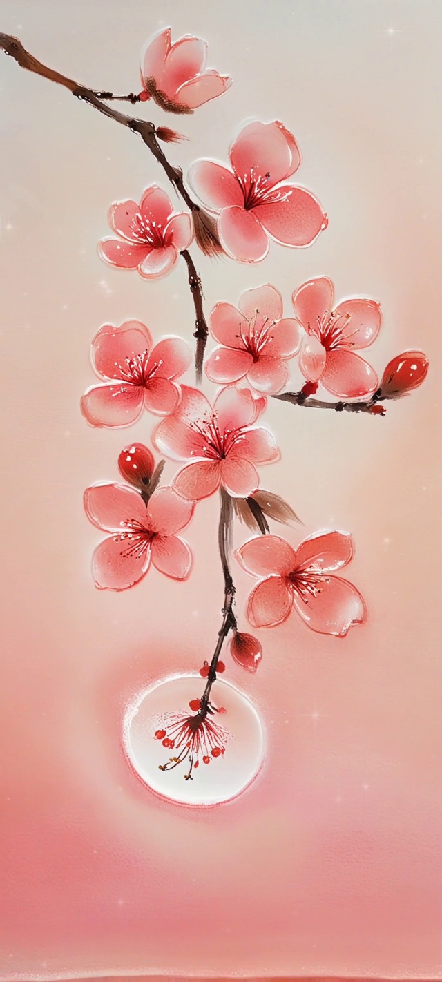 樱枝衔月·粉韵幻生