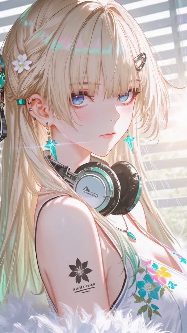 百叶窗下的蓝瞳少女琳奈