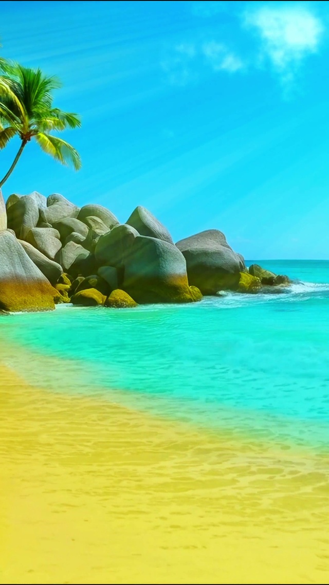 唯美沙滩海浪4K