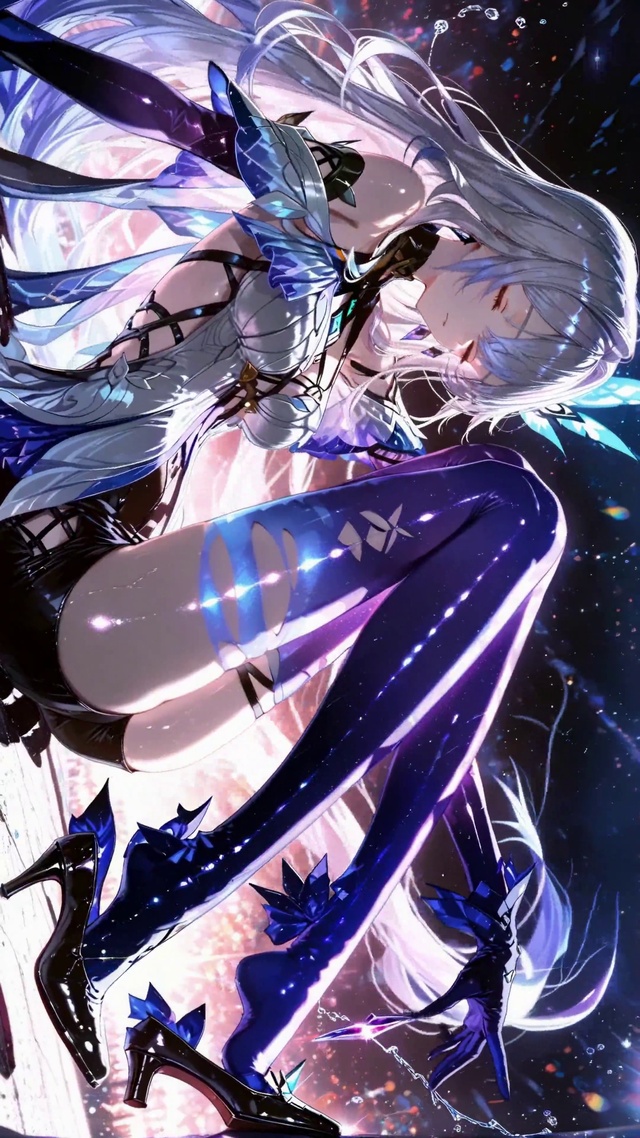 星空下炫酷银发二次元美少女