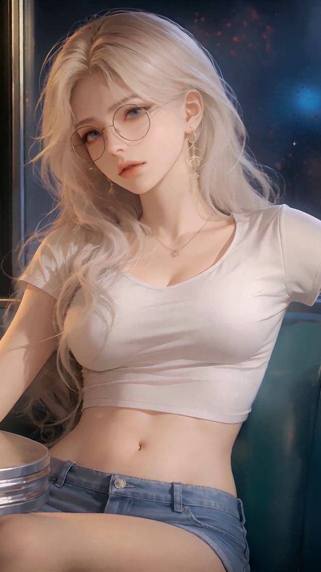 雨夜咖啡馆银发美少女