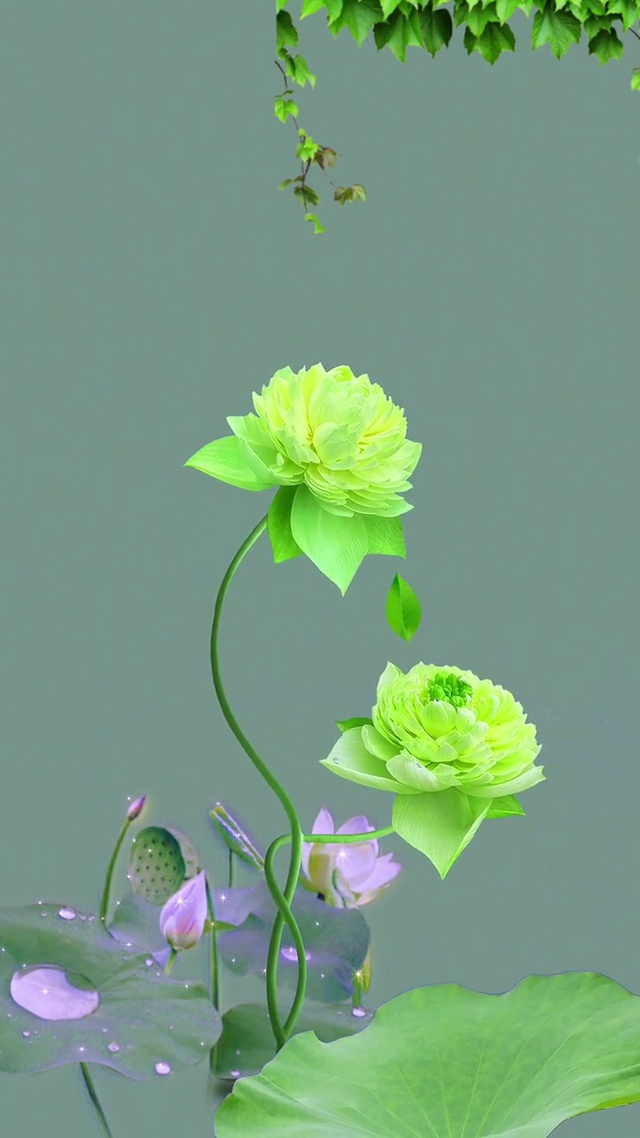 并蒂莲花开，好运自然来