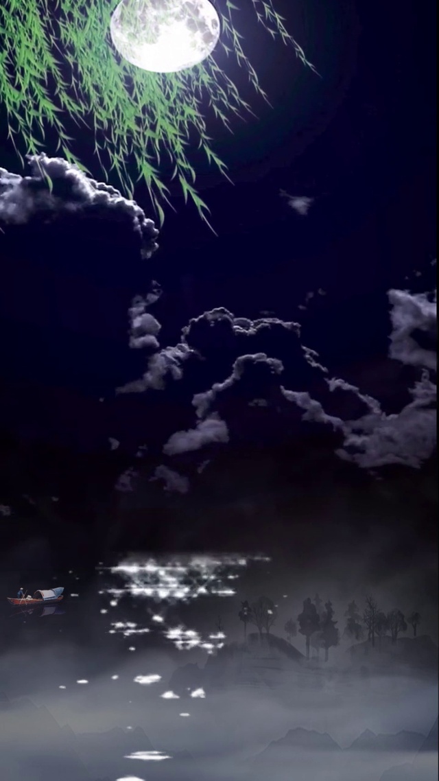 池塘月色孤舟游