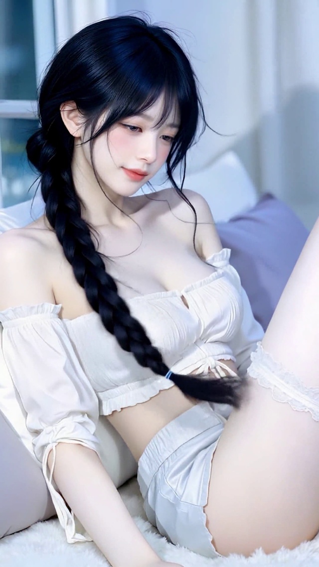 窗边麻花辫少女