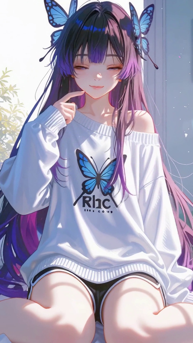 紫发卧室少女蝴蝶忍