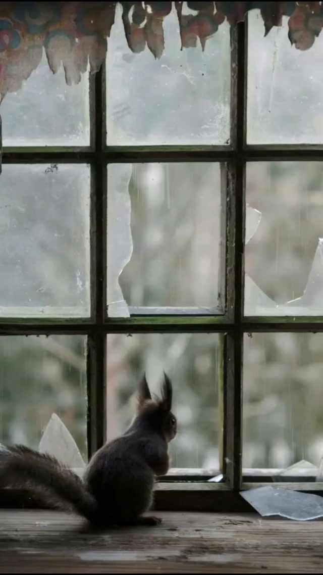 窗台边上的小松鼠