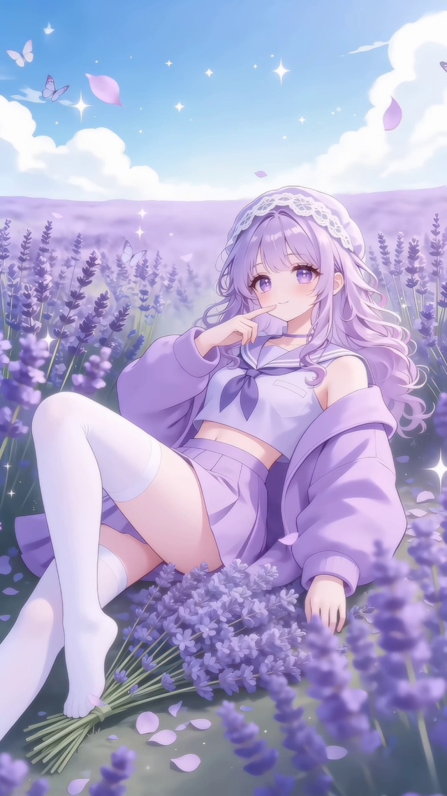 春日来信薰衣草花田少女