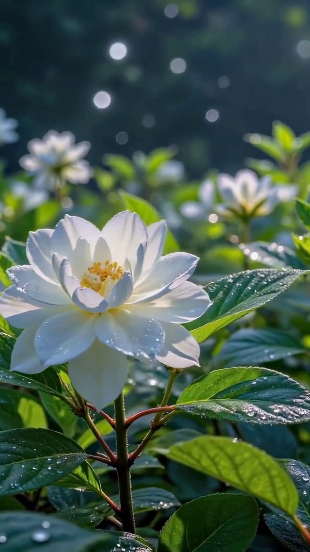 雨后清新白色花田