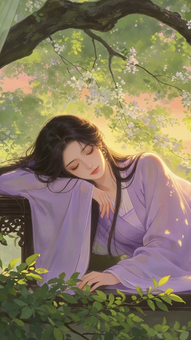古风侧卧美女壁纸