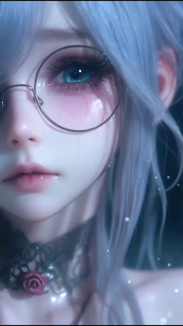 蓝发伤感少女