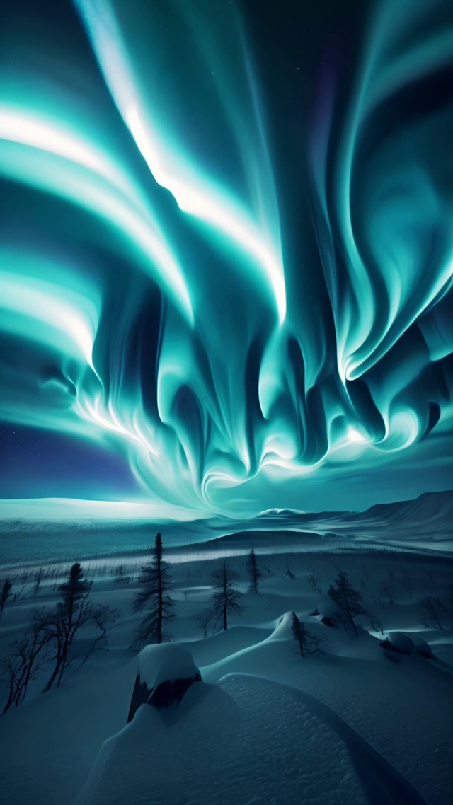 雪地-蓝色极光
