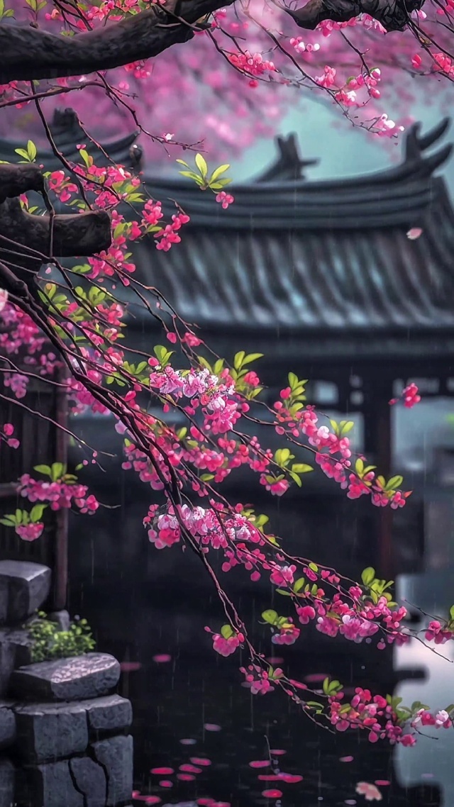雨下落花