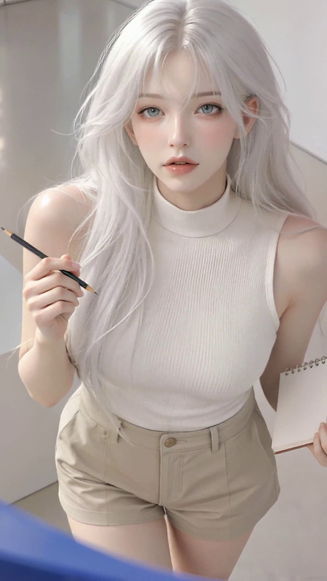 美术馆白发文艺美女