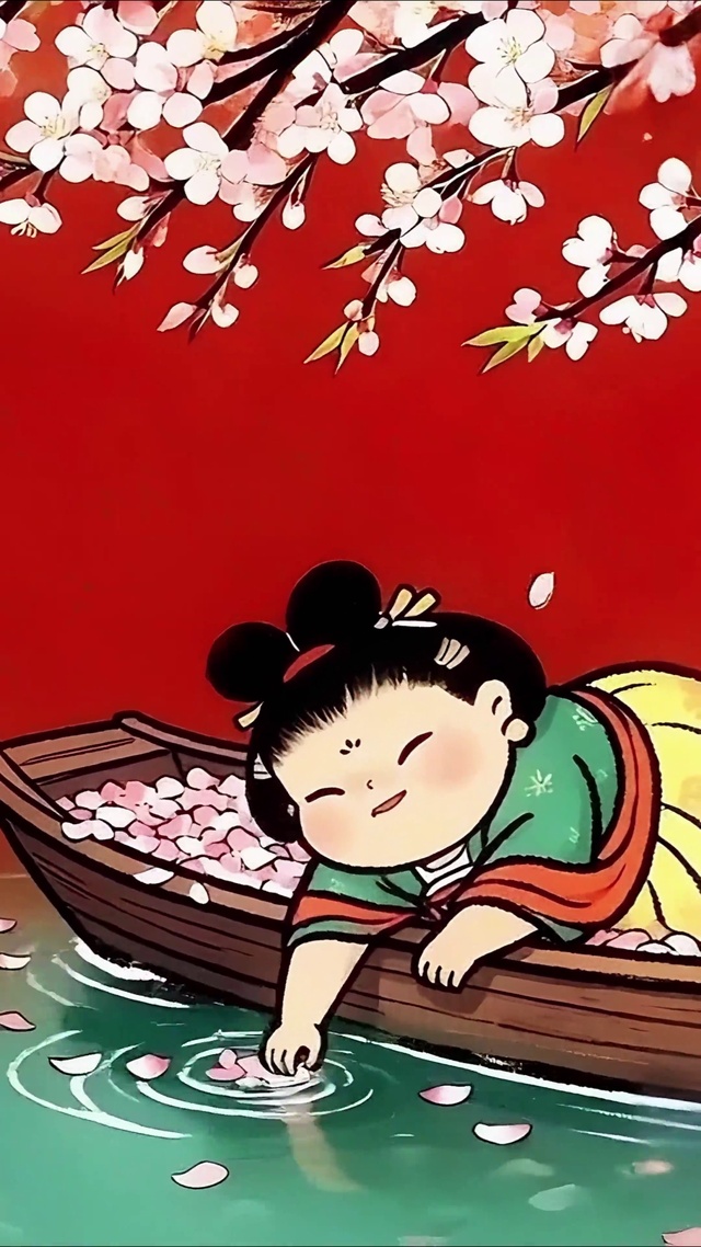 满船花瓣嬉水声
