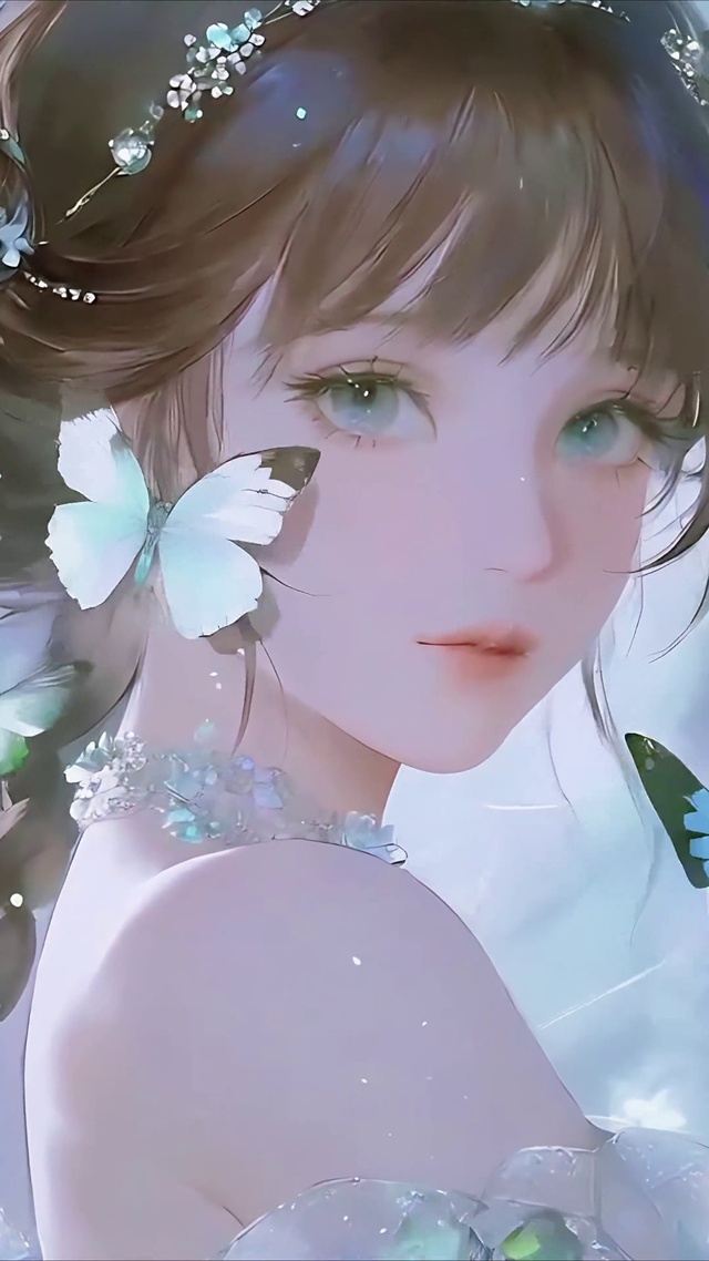 蝴蝶萦绕的辫子少女