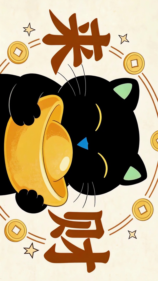 来财小黑猫招财猫