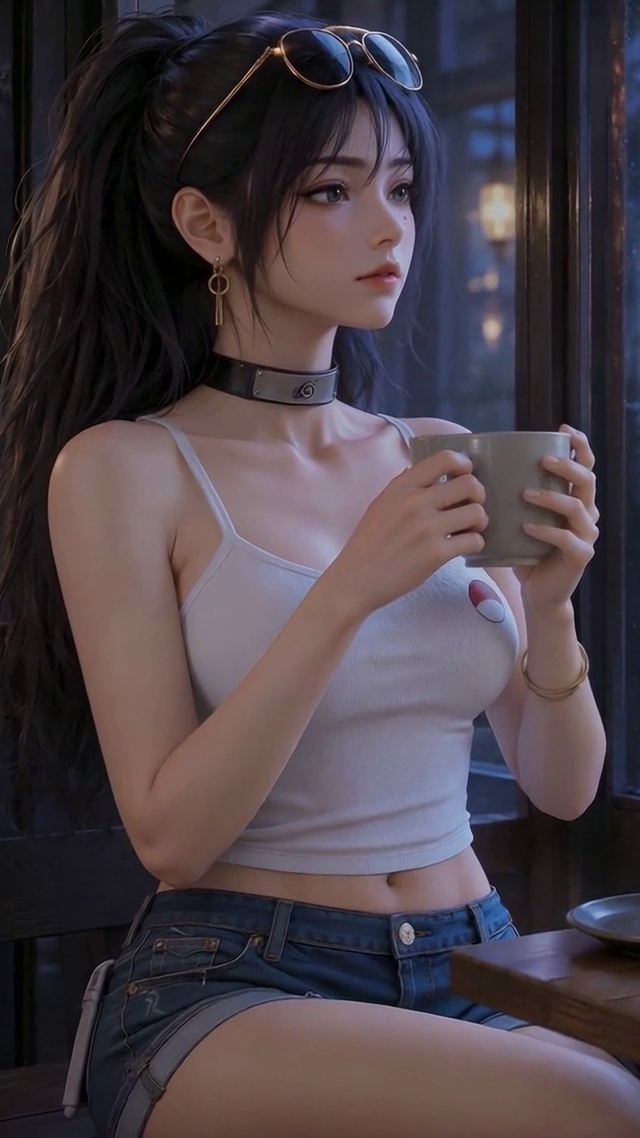 雨夜咖啡馆休闲美女