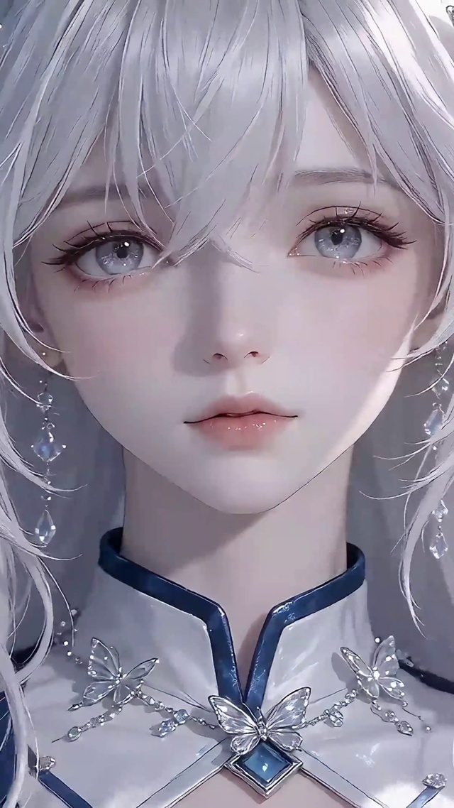 唯美星瞳白发少女