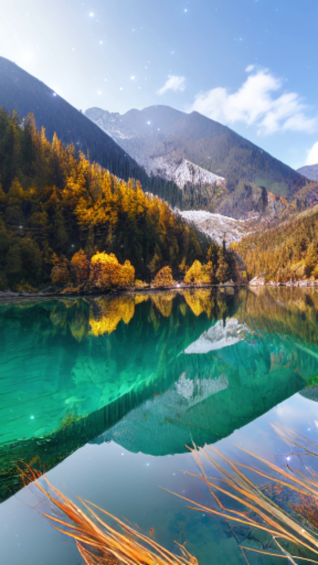 唯美雪山河流风景