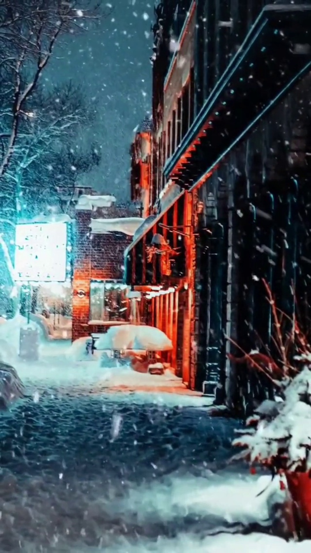 唯美的城市下雪