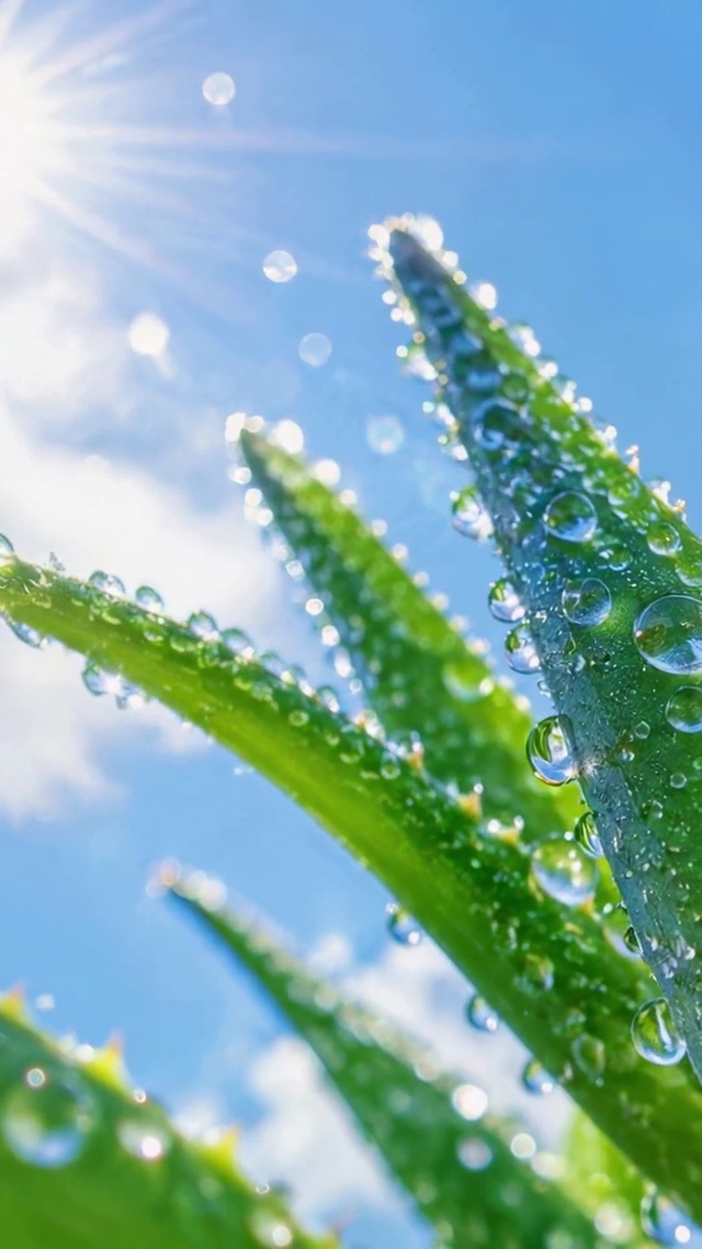 护眼清新阳光晴空芦荟露珠