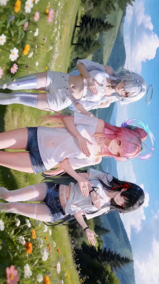 晴日旷野美女团鸭子舞（循环）