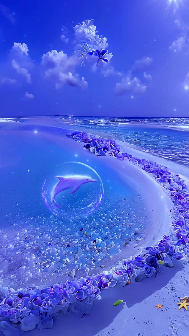 蓝色海洋花海