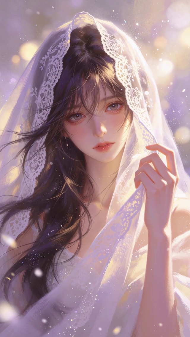 浪漫头纱美女壁纸
