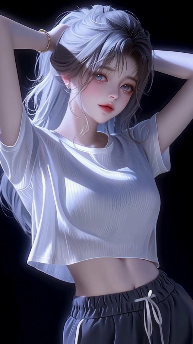 暗夜高马尾挽发少女