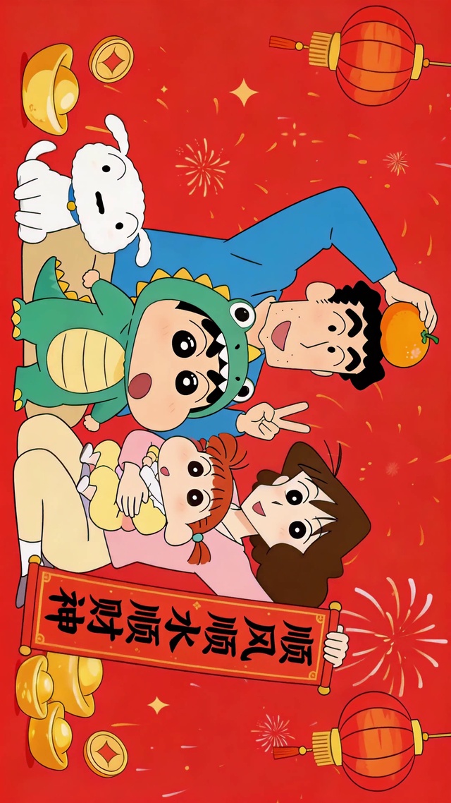 小新一家拜年顺风顺水顺财神