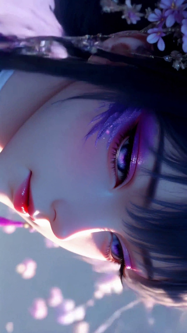 国风紫韵浓妆少女