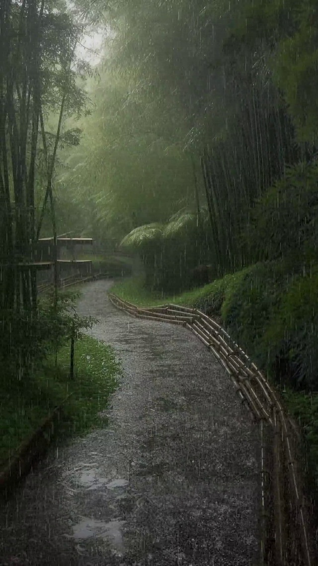 竹林下雨