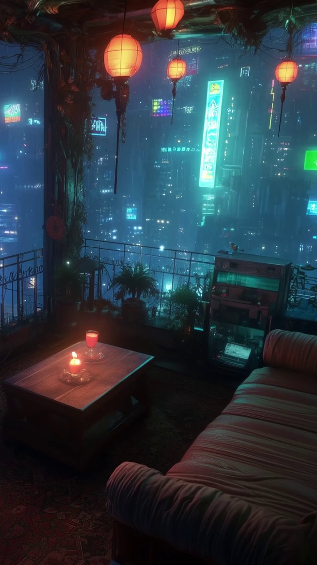 阳台城市夜景