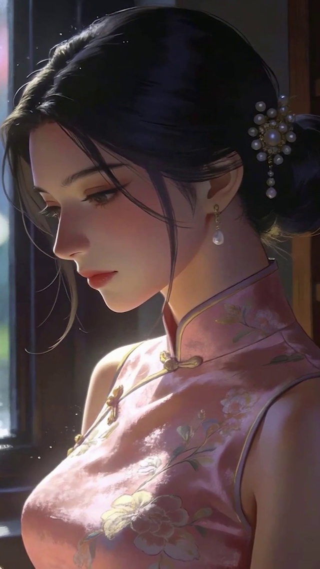 雨天看书女孩