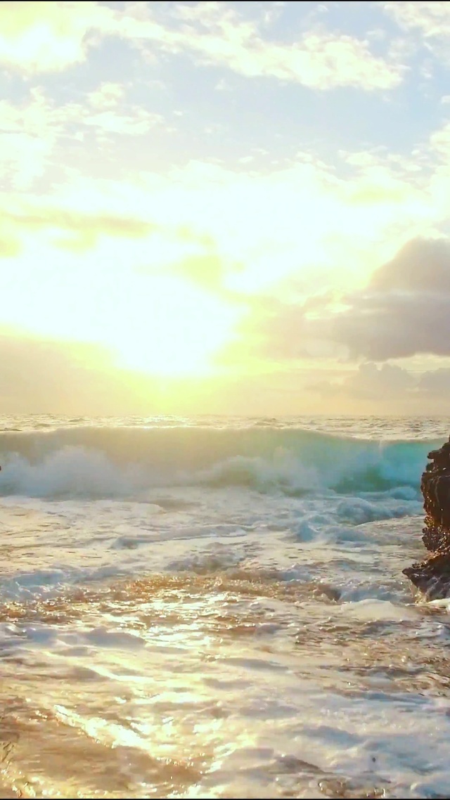 唯美夕阳海浪4K