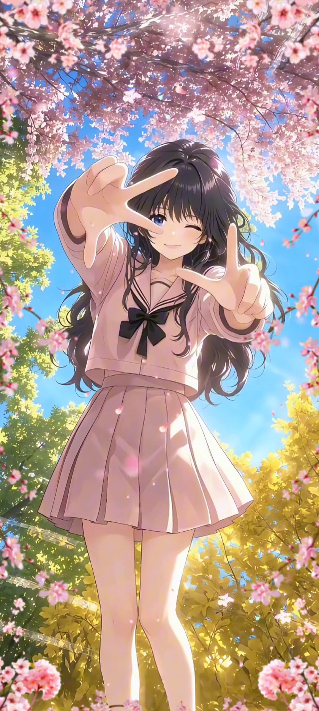 樱花树下的女孩