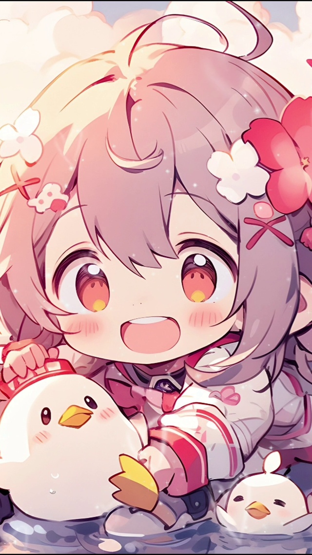 可爱鸭鸭小女孩