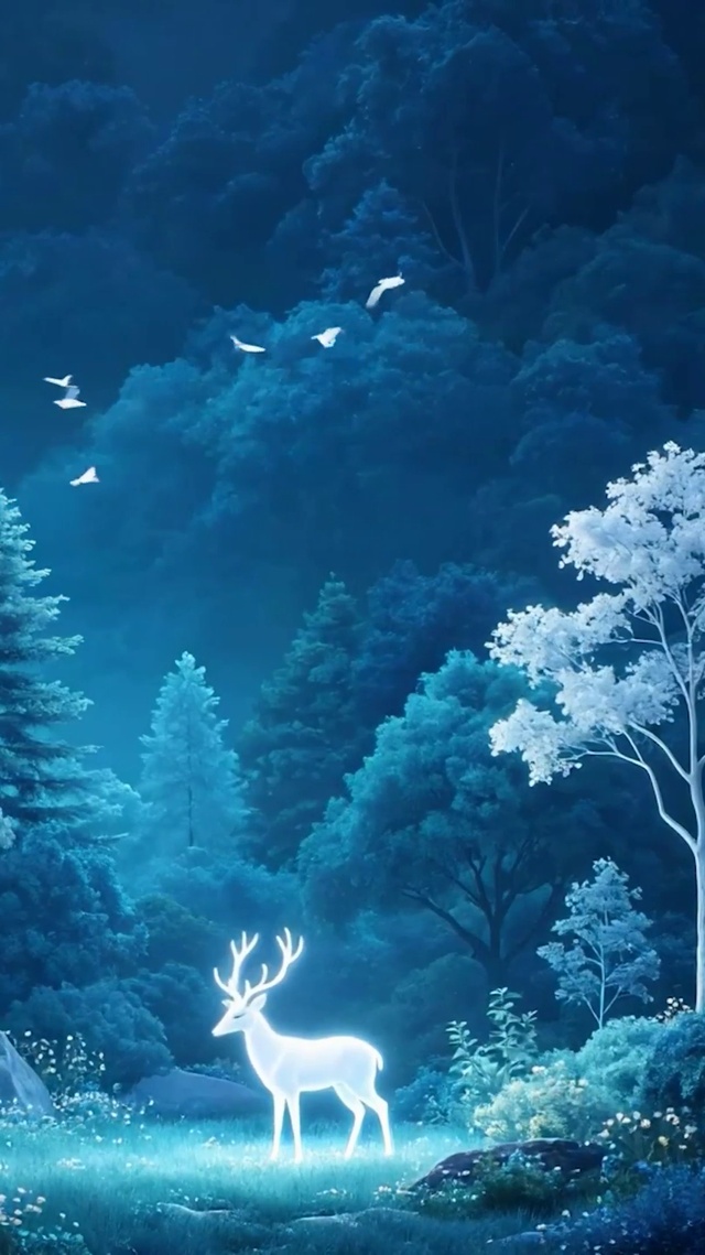 夜景山中麋鹿
