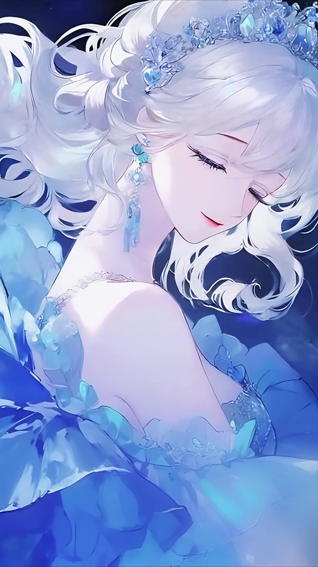 蓝色千层裙少女